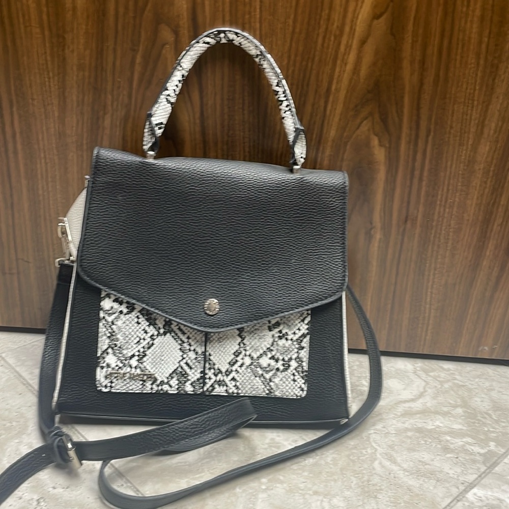 Steve Madden Vegan Leather and Faux Snake Satchel w/Crossbody Strap